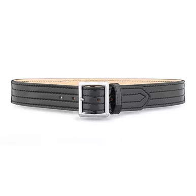 1-3/4"" Hi-gloss Leather 4 Row Stitch Garrison Belt W/ Solid Brass/nickel-4631-28-9061