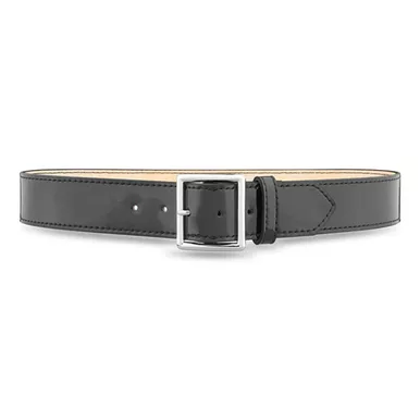 1-3/4"" Hi-gloss Leather Garrison Belt With Solid Brass Center Bar Nickel Buckle-1631-44-9061