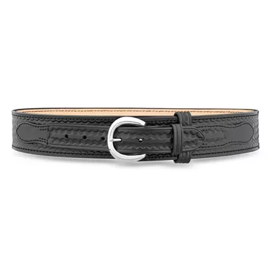 2-1/4"" Basketweave Leather River Belt With Nickel Buckle-1121-50-9041