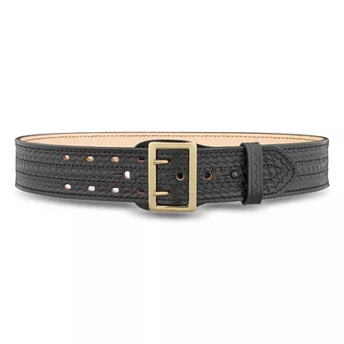 2-1/4"" Basketweave Leather Sam Brown 4 Row Stitch Duty Belt With Gold Buckle-4021-32-9002